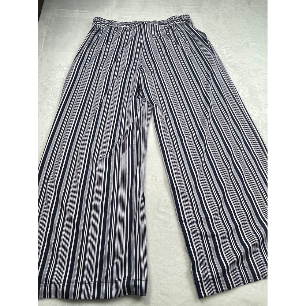 Robert Louis Navy White Striped Wide Leg Pants Plus Size 2X High Rise Nautical